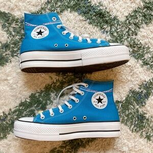 Blue Converse Platform High Tops
